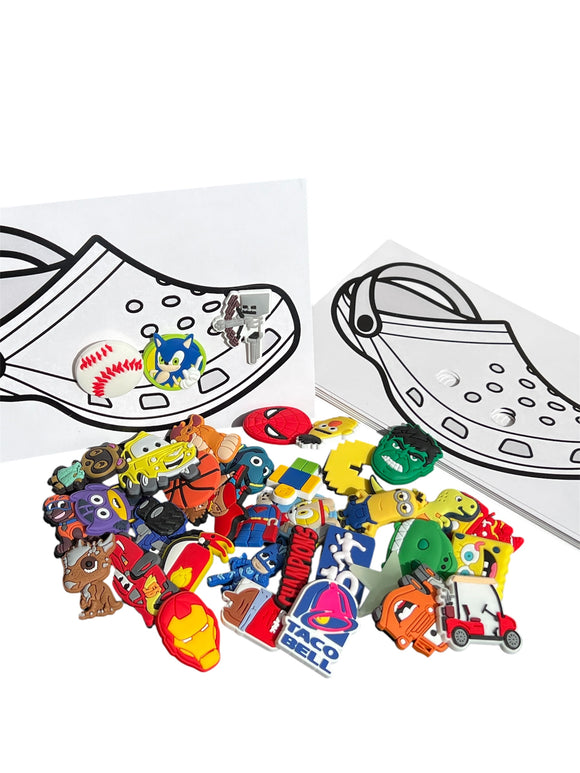Boy Theme Shoe Charm Party Favor Pack 36 Charms