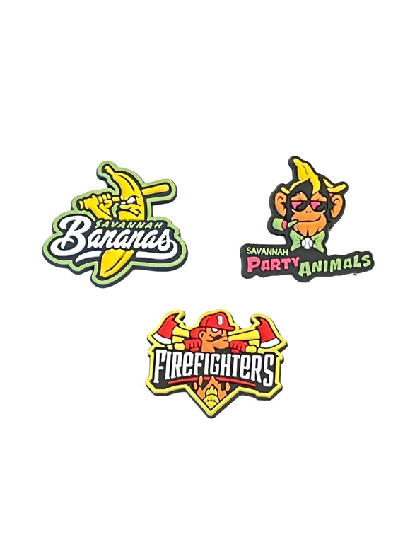 Banana Ball Baseball Team Shoe Charms Savannah Bananas Firefighters Party Animals