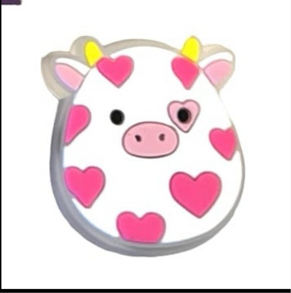 Pink Heart Cow LED Blinking Shoe Charm