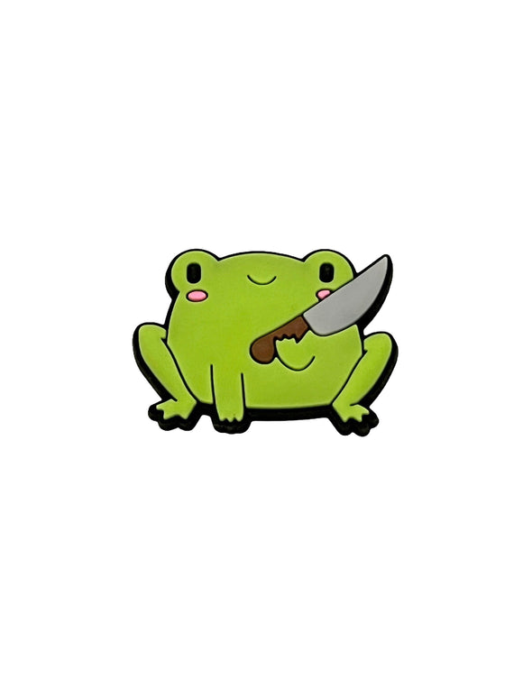 Frog with Knife Shoe Charm