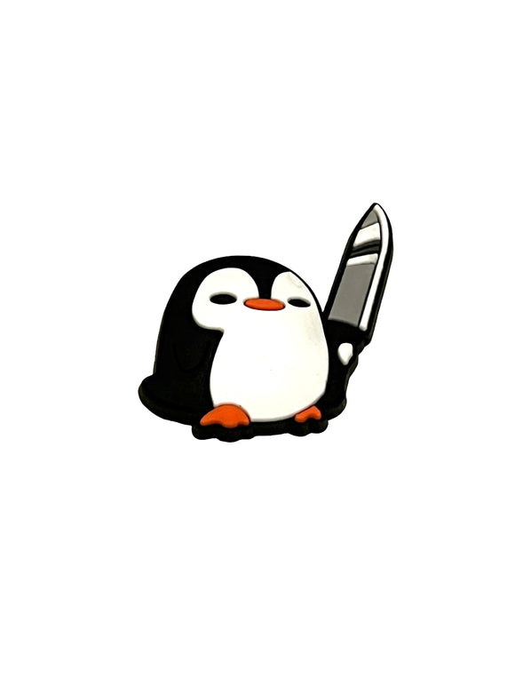 Penguin with Knife Shoe Charm