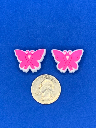 Pink Breast Cancer Butterfly Charm Set