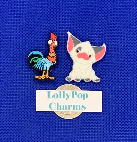 Heihei and Pua from Moana charm set