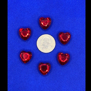 6 piece set of Red Heart Bling  Charms