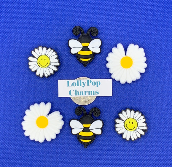 6 pc Bees and Daisies Charm Set.