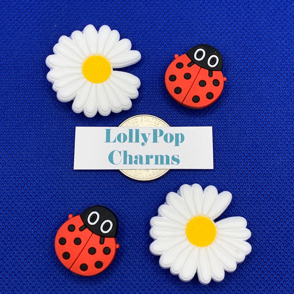 4 pc Daisie and Ladybugs  charm set
