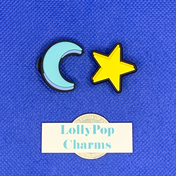 2pc Moon and Star Charm Set