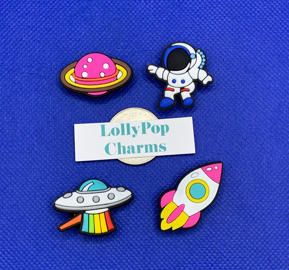 4 pc Space Astronaut Rocket Charm Set