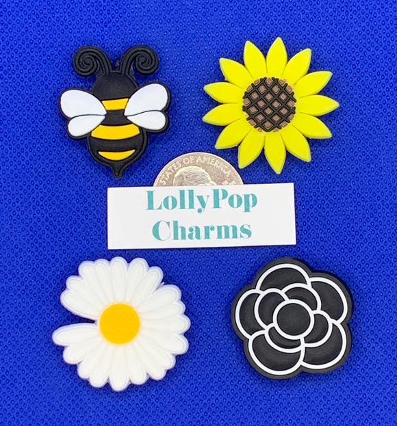 4 pc Bee and sunflower and dais Charm Set