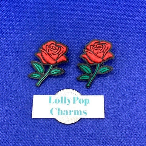 Long stem Rose Charm Set