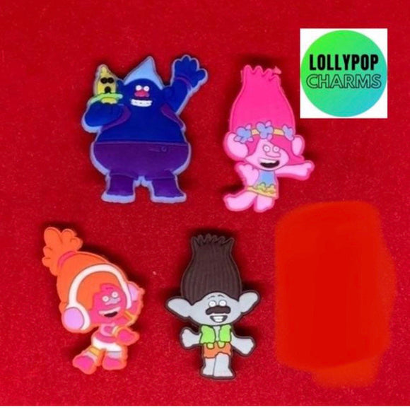 4 PC cartoon troll dolls Charm Set