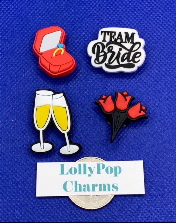 4 pc Wedding Engagement Team Bride I do  Charm Set