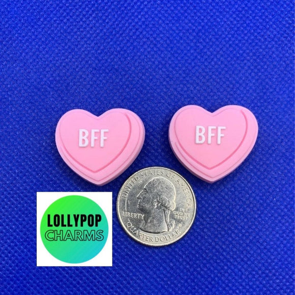 Pink Heart BFF best friend  charm set