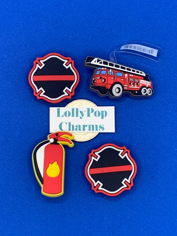Thin Red Line Firefighter Fireman Firetruck Fire  Charm Set