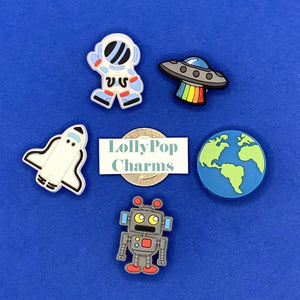 5 pc Space Astronaut Robot UFO Charm Set