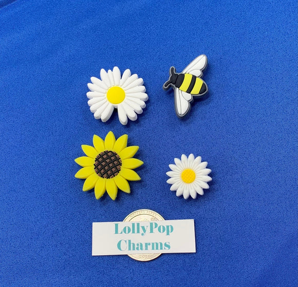 Bee Daisy Flower Charm Set