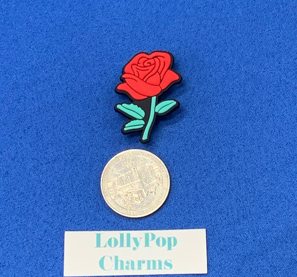 Long Stemmed Red Rose Charm