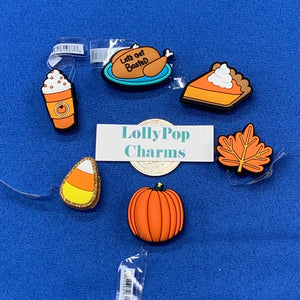 6 pc Fall Thanksgiving Charm Set Pumpkin Latte Candy Corn Pumpkin Pie