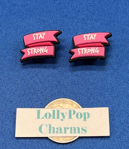 Stay Strong Pink Breast Cancer Charm Set