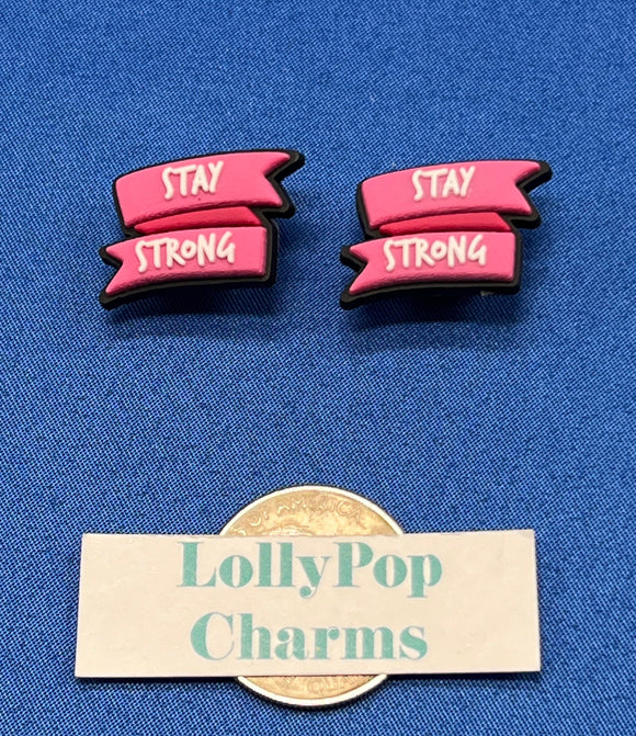 Stay Strong Pink Breast Cancer Charm Set