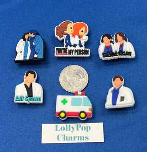 6 pc Greys Anatomy Medical Charm Set