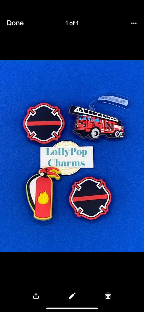 Fireman Firefighter Maltese Cross Shoe Charm set