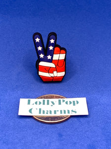 American Flag Pattern Peace Sign Charm