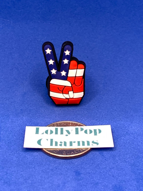 American Flag Pattern Peace Sign Charm