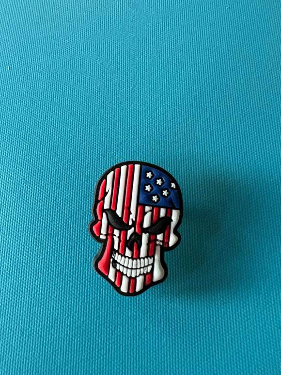 Skull Red white and blue Charm