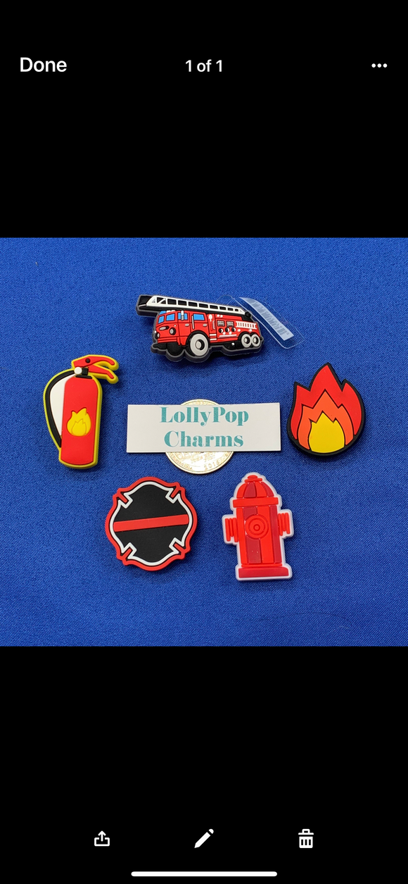 Fireman Firefighter Shoe Charm Set