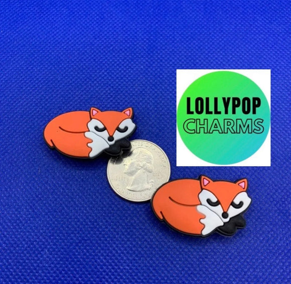 Sleeping Fox Foxes Charm Set