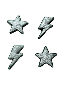Lightening Bolt Silver Star Charm Set