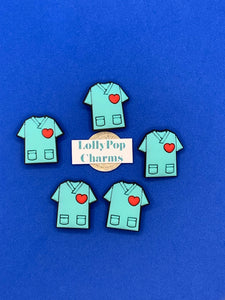 Green Scrub Top Nursing Charms