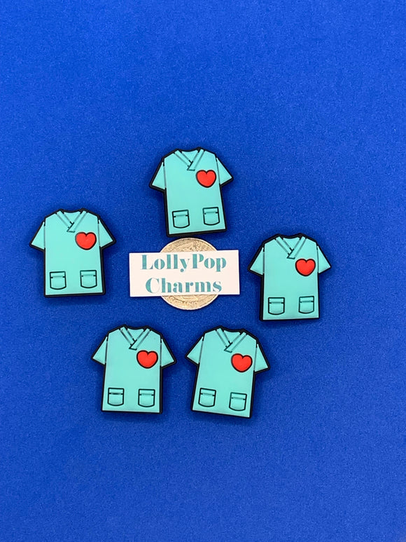 Green Scrub Top Nursing Charms