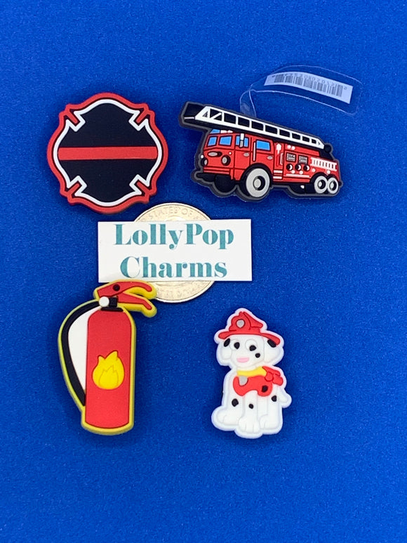 Thin Red Line Firefighter Fireman Charm Set